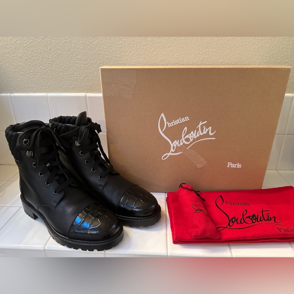 Christian Louboutin Mayr women’s combat boots. Size 8.5, 38.5.